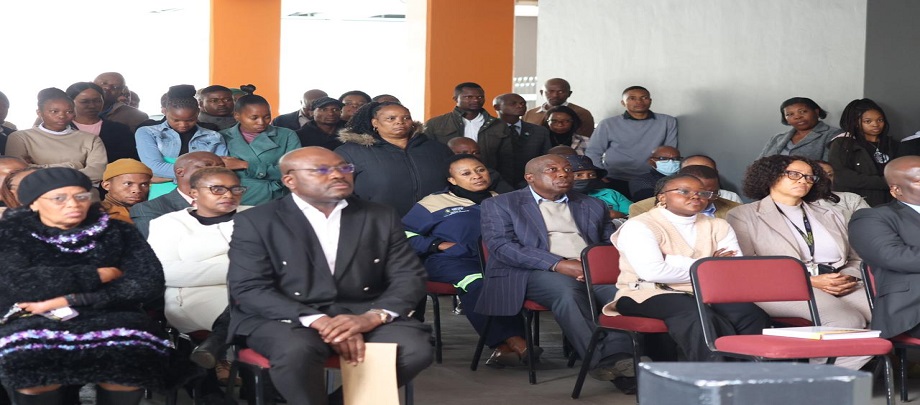 Staff members during meet and greet session by MEC Rachoene